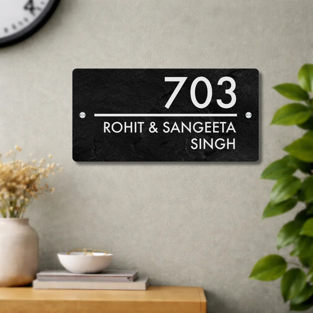 House Number/Name Plate - (Black Granite Stone Effect)