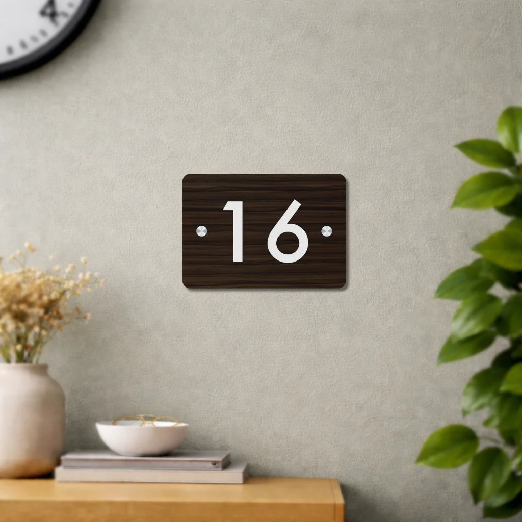House Number/Name Plate - (Walnut Effect)