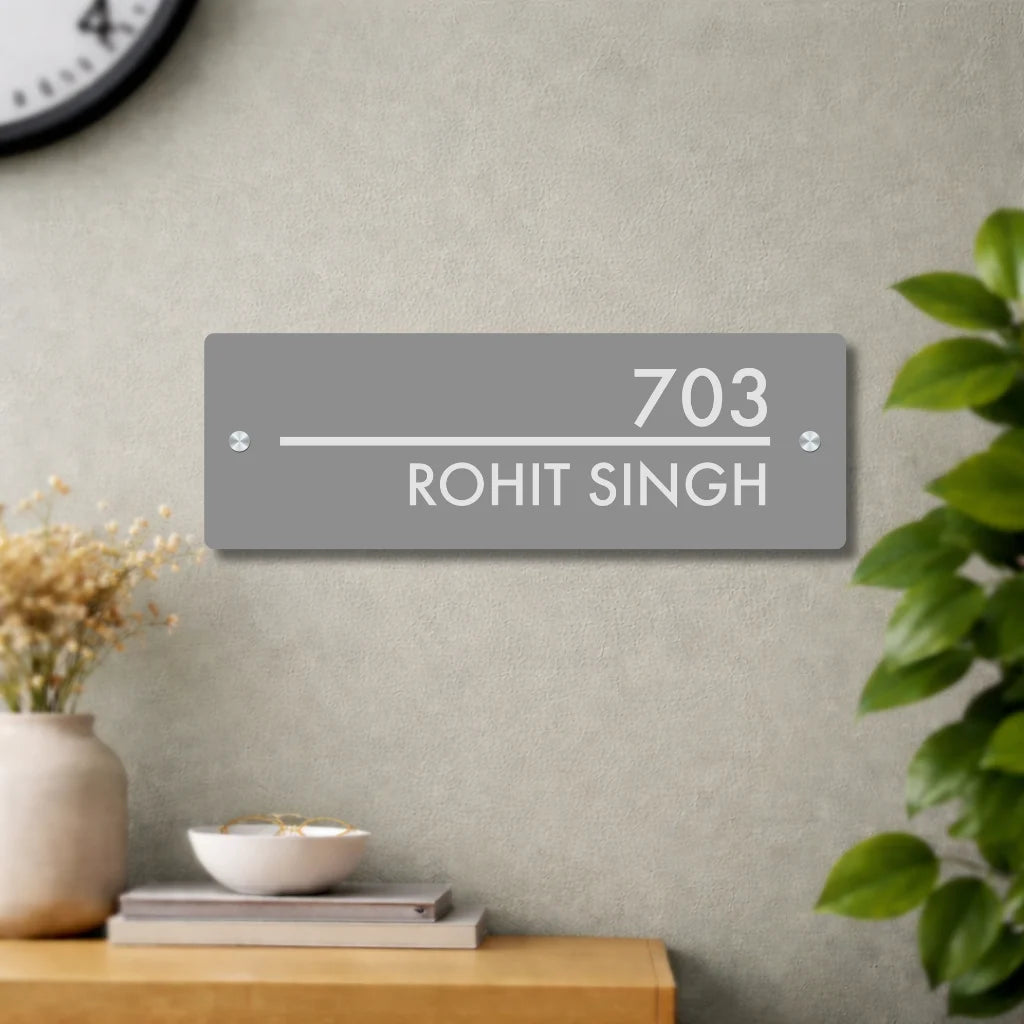 House Number/Name Plate - (Glossy Grey)