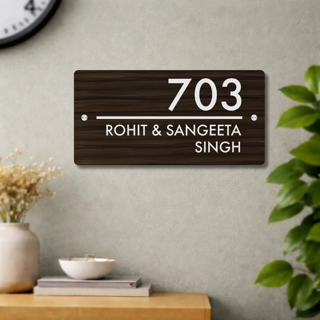 House Number/Name Plate - (Walnut Effect)