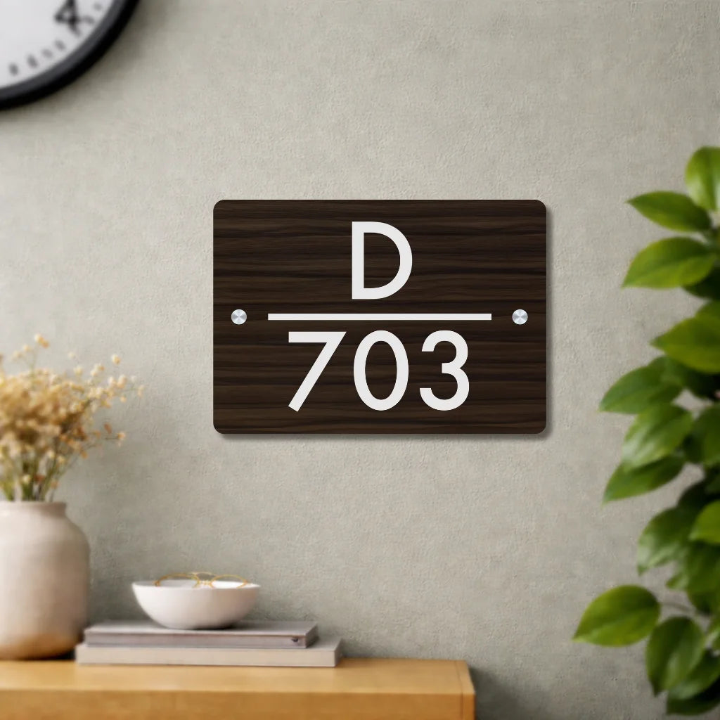 House Number/Name Plate - (Walnut Effect)