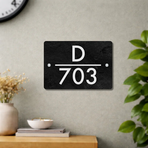 House Number/Name Plate - (Black Granite Stone Effect)
