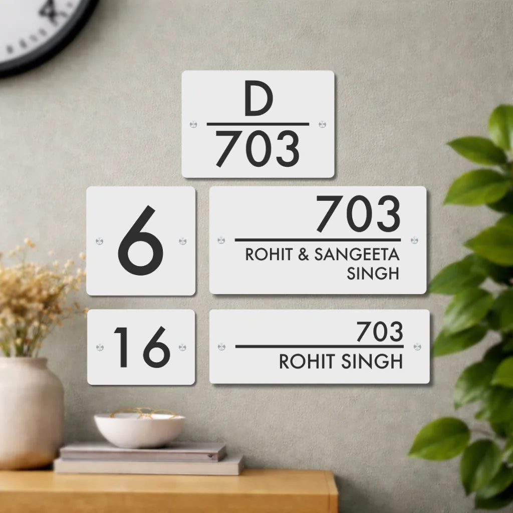 House Number/Name Plate - (White)